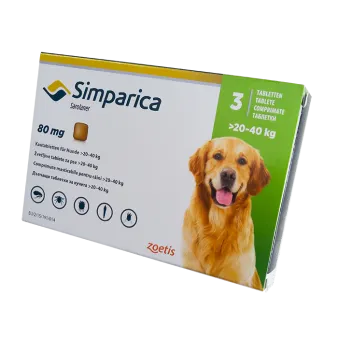 Симпарика для собак 80мг 20-40кг ГЕРМАНИЯ! таблетки для перорал. пр. N3